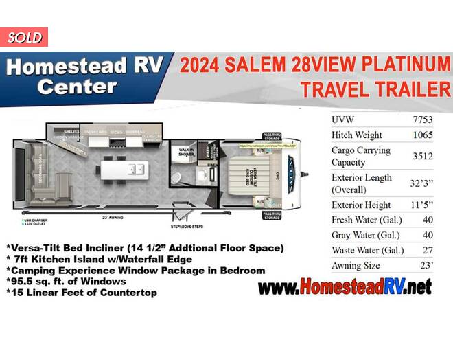 2024 Salem 28VIEWX Platinum Travel Trailer at Homestead RV Center STOCK# 2189 Photo 3