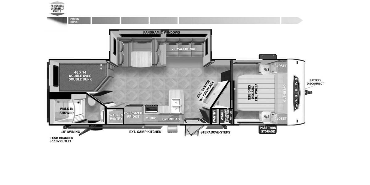 2024 Salem 26DBUDX Platinum Travel Trailer at Homestead RV Center STOCK# 2395 Floor plan Layout Photo