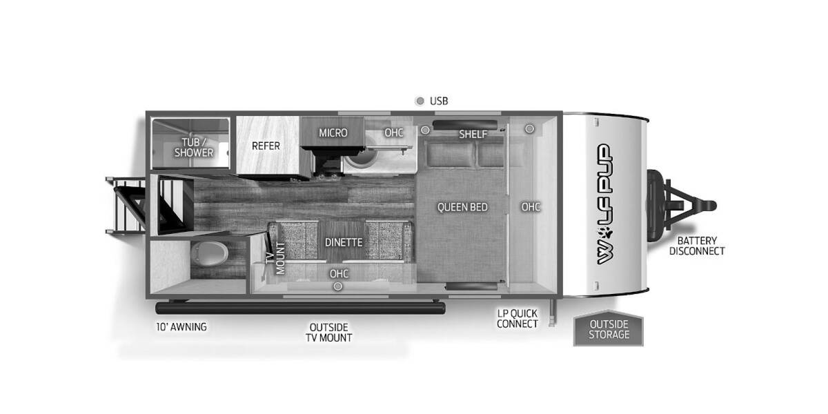 2023 Cherokee Wolf Pup 14CC Travel Trailer at Homestead RV Center STOCK# 2410 Floor plan Layout Photo