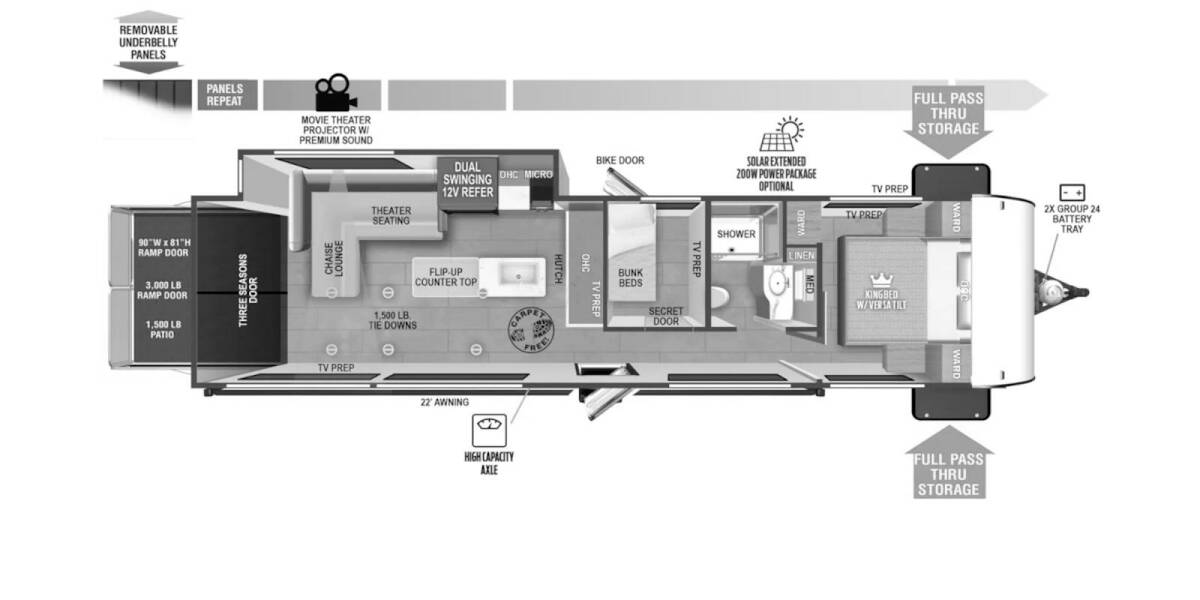 2025 Salem FSX MAX Toy Hauler 30VCVIEWX Platinum Travel Trailer at Homestead RV Center STOCK# 2373 Floor plan Layout Photo