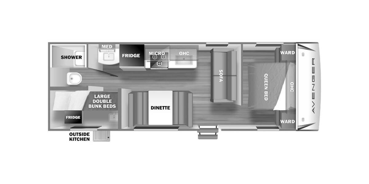 2022 Prime Time Avenger 26BK Travel Trailer at Homestead RV Center STOCK# 2430 Floor plan Layout Photo