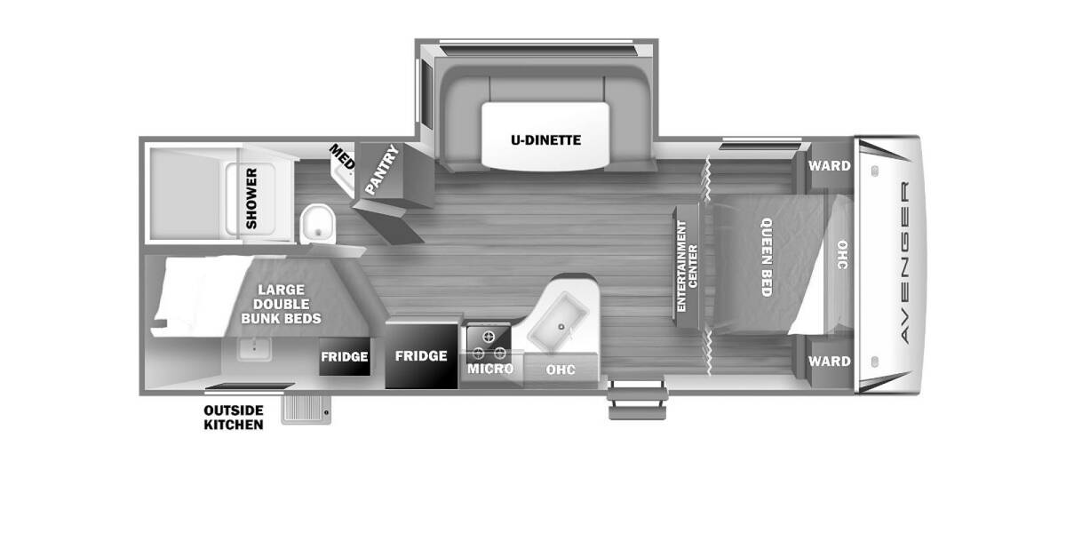 2022 Prime Time Avenger 24BHS Travel Trailer at Homestead RV Center STOCK# 2431 Floor plan Layout Photo