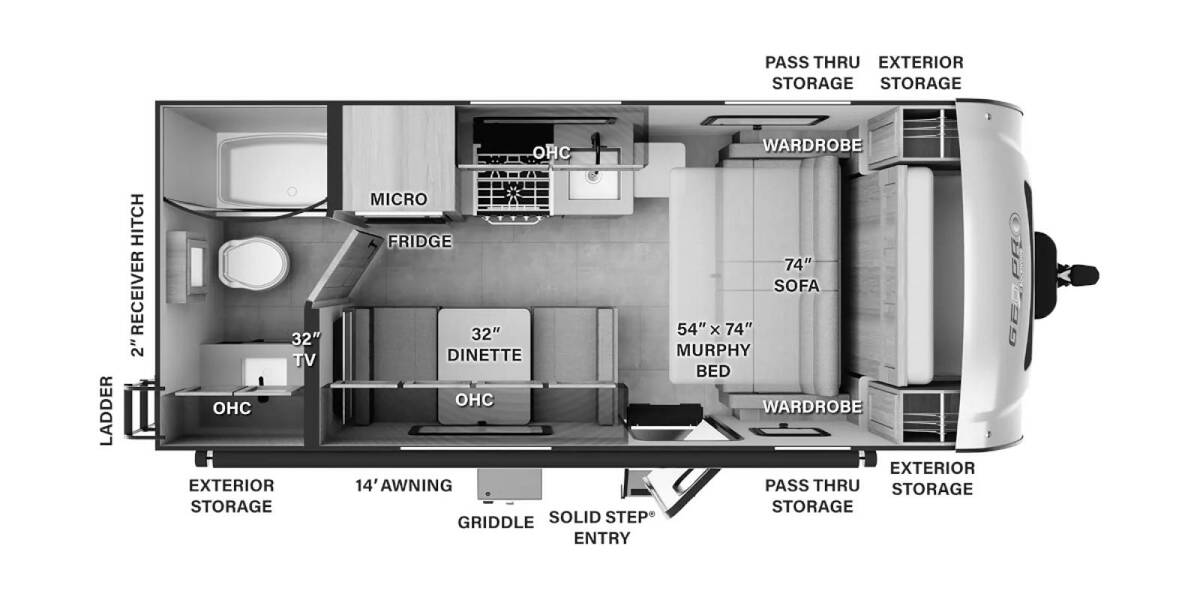 2025 Rockwood Geo Pro 19FD Travel Trailer at Homestead RV Center STOCK# 2374 Floor plan Layout Photo