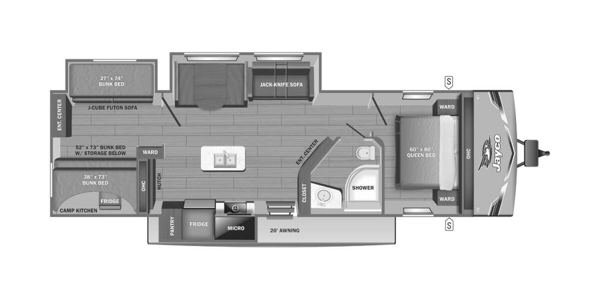 2025 Jayco Jay Flight SLX 333BTS Travel Trailer at Homestead RV Center STOCK# 2467 Floor plan Layout Photo