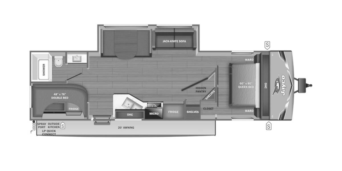 2025 Jayco Jay Flight SLX 263BHS Travel Trailer at Homestead RV Center STOCK# 2470 Floor plan Layout Photo