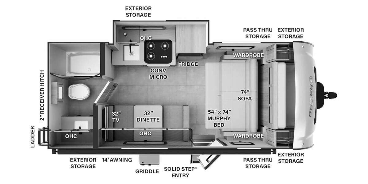 2025 Rockwood Geo Pro 19FDS Travel Trailer at Homestead RV Center STOCK# 2481 Floor plan Layout Photo